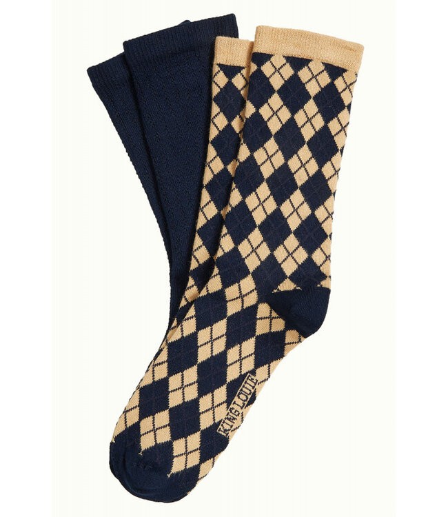 KING LOUIE •• Socks 2-Pack Argyle | Evening Blue from De Groene Knoop