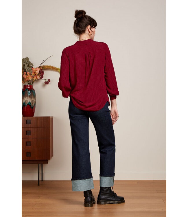 KING LOUIE •• Maisie Blouse Piper | Cabernet Red from De Groene Knoop