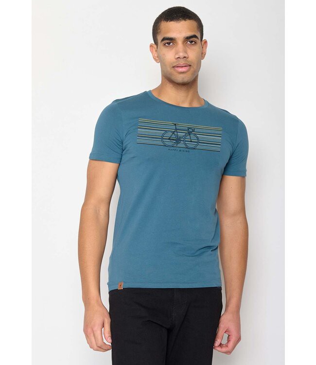 GREENBOMB •• T-shirt Bike Happy Guide | Blue Stone from De Groene Knoop