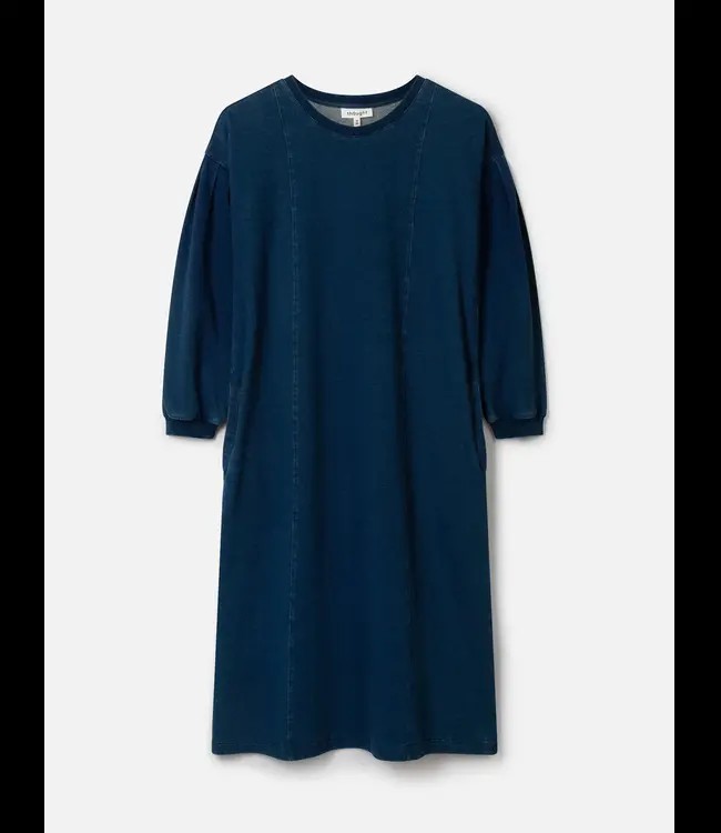 THOUGHT  •• Ioana Organic Cotton Jersey Sweat Dress| indigo blue from De Groene Knoop