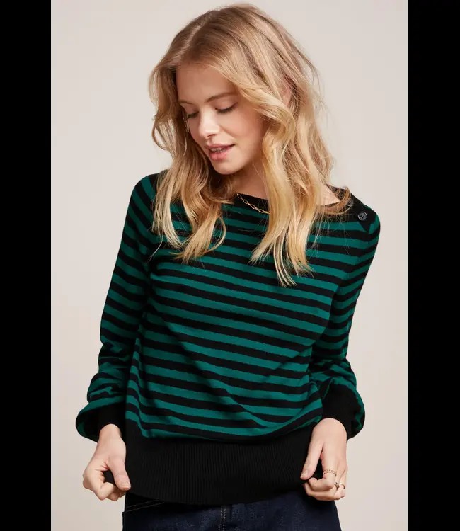 KING LOUIE •• Marie Bell Top Loop Stripe | Peacock Green from De Groene Knoop