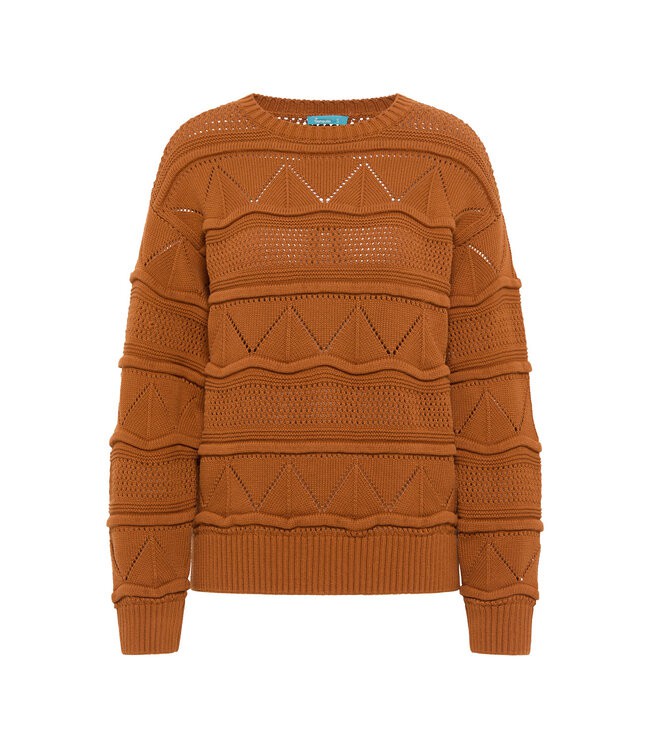 Tranquillo •• Patterned knitted jumper| Caramel from De Groene Knoop