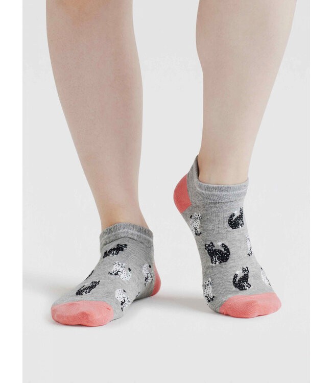 THOUGHT  •• Celia Cat Organic Cotton Trainer Socks | Grey Marl from De Groene Knoop