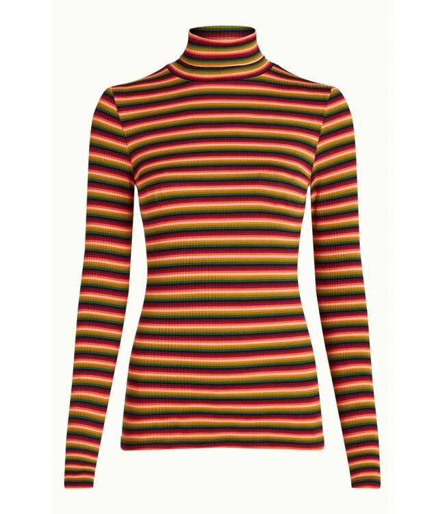 KING LOUIE •• Rollneck Top Mimmi Stripe | Cabernet red from De Groene Knoop