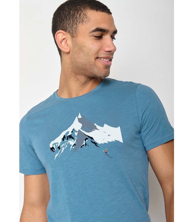 GREENBOMB •• T-shirt Nature Mountain Ski Spice | Steelblue from De Groene Knoop