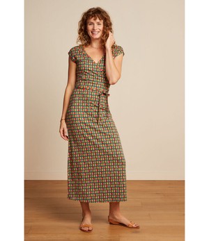 KING LOUIE •• Mira Maxi Dress Rondine | Ponderosa Green from De Groene Knoop