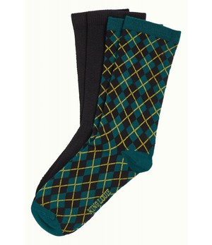 KING LOUIE •• Socks 2-Pack Argyle | Black from De Groene Knoop