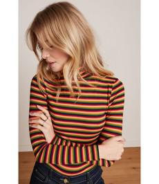 KING LOUIE •• Rollneck Top Mimmi Stripe | Cabernet red via De Groene Knoop