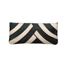 Riza Clutch Banded Black Cream via Disenyo