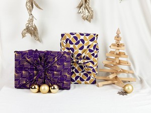 Furoshiki Gift Wrap - 9 Piece Gold Moons & Plum Diamonds Bundle Fabric Gift Wrap from FabRap