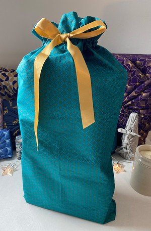 Gift Bag - Jade Green with Bronze Geometric Stars from FabRap