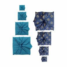 Furoshiki Gift Wrap Contemporary Christmas - Ocean and Snowflakes 8 piece set via FabRap