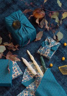Fabric Gift Wrap Furoshiki Cloth - 9 Piece Art Deco & Ocean Bundle via FabRap