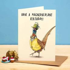 Wenskaart Fazant "Magnipheasant Birthday" via Fairy Positron