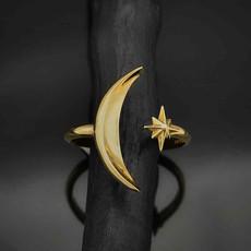 Bronzen ring maan & ster via Fairy Positron