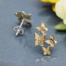 Zilveren oorbellen met bronzen vlinderzwerm via Fairy Positron