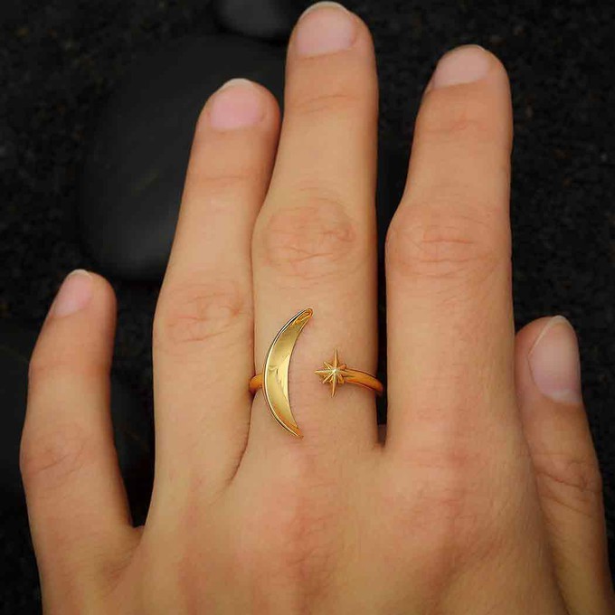 Bronzen ring maan & ster from Fairy Positron