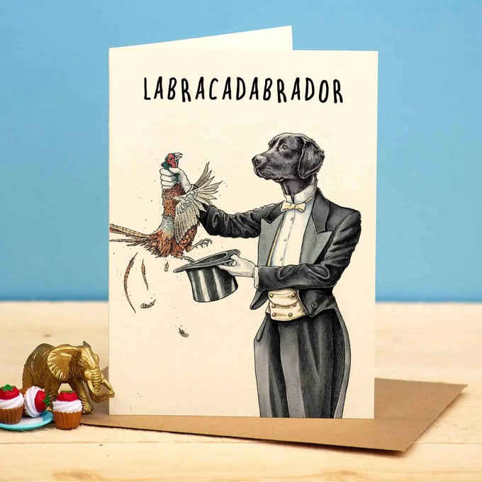 Wenskaart Labrador "Labracadabrador" from Fairy Positron