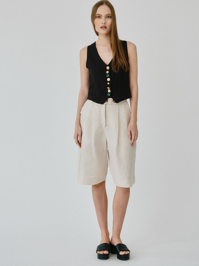 Daphne Linen Waistcoat in Black from Fanfare Label