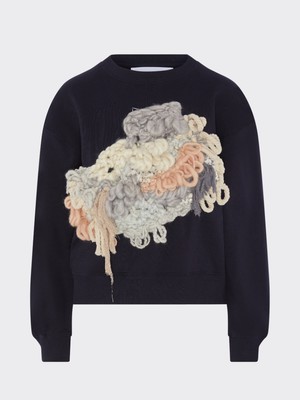 Recycled & Organic Cotton Wool Front Jumper Navy from Fanfare Label