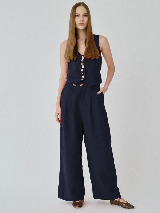 Celeste Linen Trousers in Navy from Fanfare Label