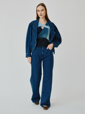 High Waisted Organic & Recycled Wide-Leg Dark Jeans from Fanfare Label