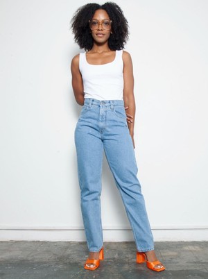 High Waisted Organic & Recycled Mom Fit Plain Jeans from Fanfare Label