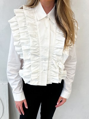 Rain Frill Shirt in White from Fanfare Label