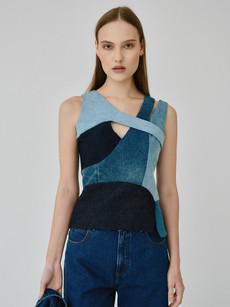 Stella Upcycled Asymmetrical Denim Top via Fanfare Label