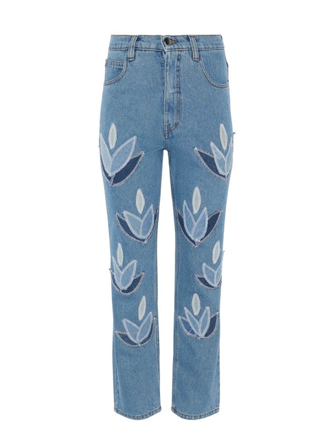 High Waisted Organic Mom Fit Denim Leaf Jeans from Fanfare Label