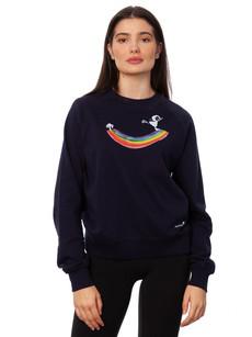 Rainbow Girl Raglan Sweater navy via FellHerz T-Shirts - bio, fair & vegan