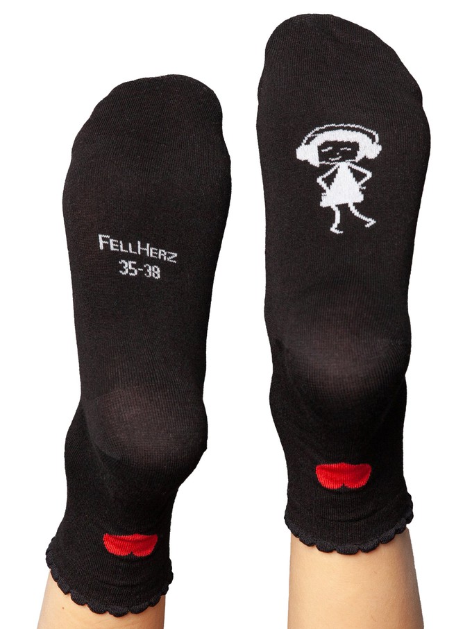 Socks with viscose (from bamboo cellulose) heart black from FellHerz T-Shirts - bio, fair & vegan