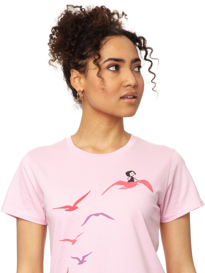 Seagull Flight T-Shirt pink from FellHerz T-Shirts - bio, fair & vegan