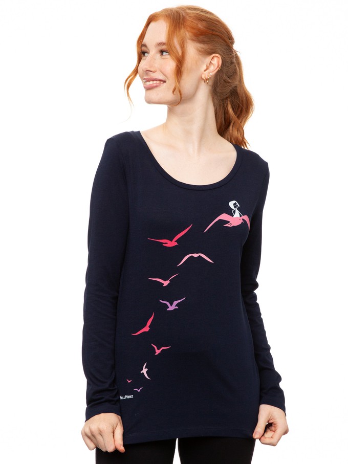 Möwenflug Longsleeve navy from FellHerz T-Shirts - bio, fair & vegan