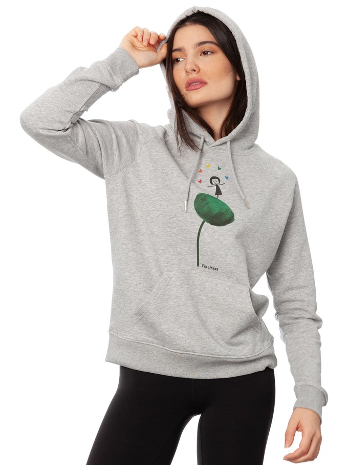 Rainbow Juggleuse Hoodie heather gray from FellHerz T-Shirts - bio, fair & vegan