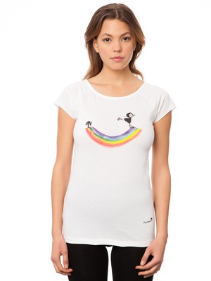 Rainbow girl cap sleeve white size XS from FellHerz T-Shirts - bio, fair & vegan