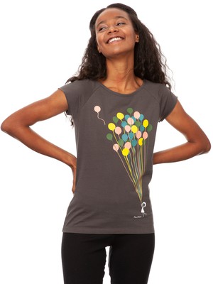 Balloons Girl Cap Sleeve dark grey from FellHerz T-Shirts - bio, fair & vegan