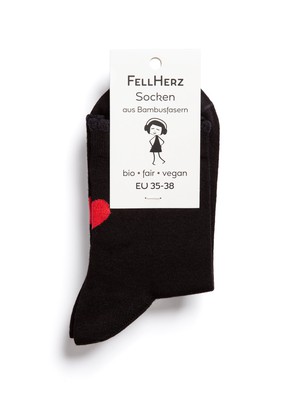 Socks with viscose (from bamboo cellulose) heart black from FellHerz T-Shirts - bio, fair & vegan