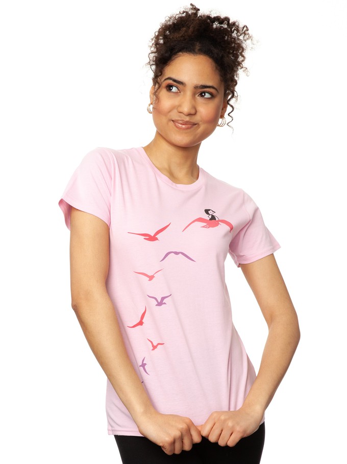 Seagull Flight T-Shirt pink from FellHerz T-Shirts - bio, fair & vegan