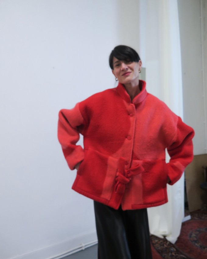 Our "RED WINTER ORCHID"  wool Blanket Made COAT - M (Fit S/M) from Fitolojio Workshop