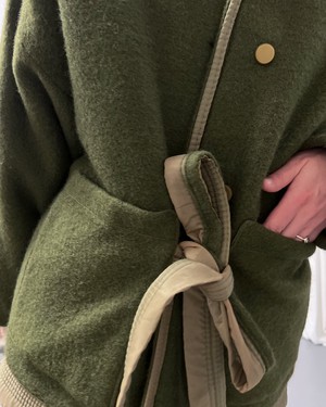 Our "OLIVE GROVE"  wool Blanket Made COAT - L (Fit M/L) from Fitolojio Workshop