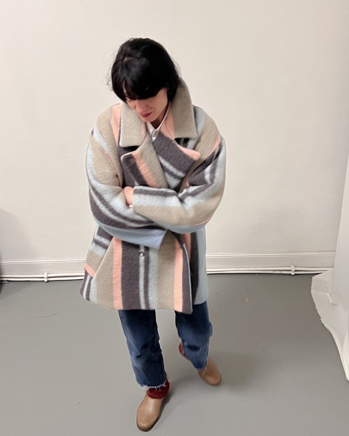 Our "STRIPES & ROSES"  Blankets Made SHORT BLAZER - COAT - M from Fitolojio Workshop