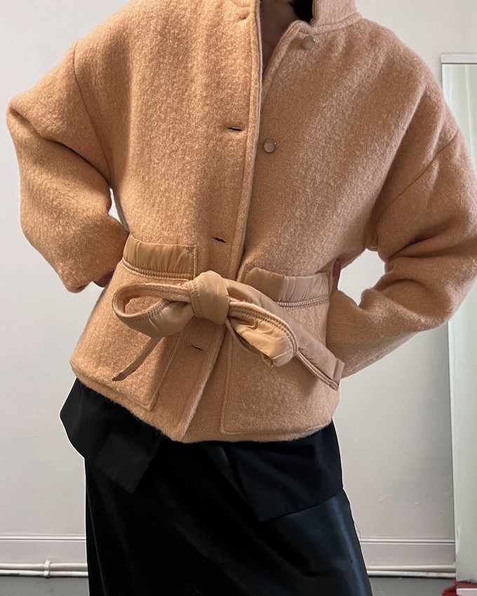 Our "APRICOT DAWN"  wool Blanket Made COAT - S- from Fitolojio Workshop