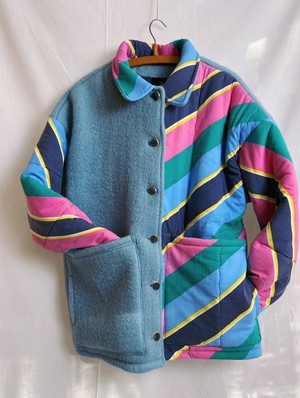 Our "STRIPES SKY BLUE" Blankets Made Collar COAT - M from Fitolojio Workshop