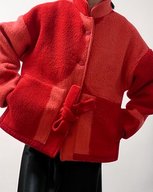 Our "RED WINTER ORCHID"  wool Blanket Made COAT - M (Fit S/M) from Fitolojio Workshop