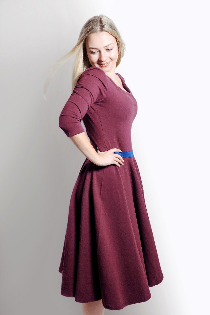 Organic dress Vrida, aubergine / blue from Frija Omina