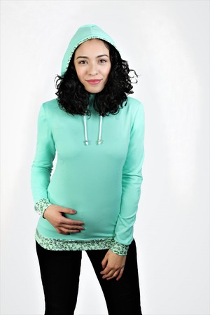 Bio Hoodie Marize mint green / dianthus from Frija Omina