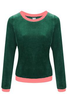 Organic jumper "Onne", velour velvet dark green / pink via Frija Omina