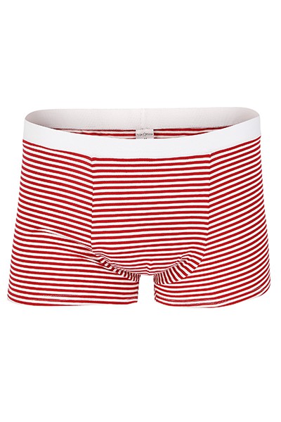 Organic men’s trunk boxer shorts, stripes red-white from Frija Omina