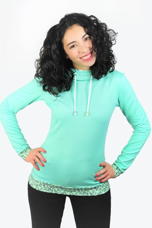 Bio Hoodie Marize mint green / dianthus from Frija Omina